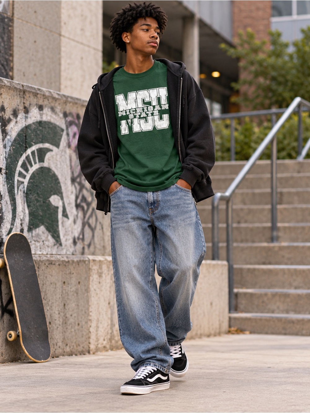 NCAA Green Graphic Short Sleeve Tee - White Lettering